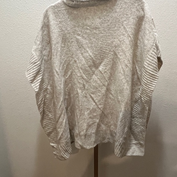 Loft Cream Lattice Cable Turtleneck Poncho size M/L - Picture 5 of 5